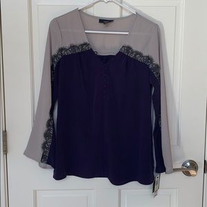 Alfani Purple, Greige and Black blouse